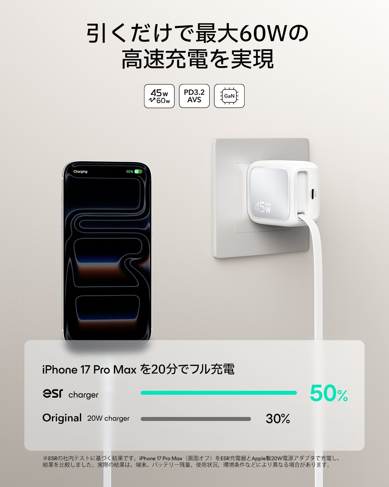 Xtend 45W 巻き取り式ケーブル充電器 ホワイト - JPプラグ  Product type