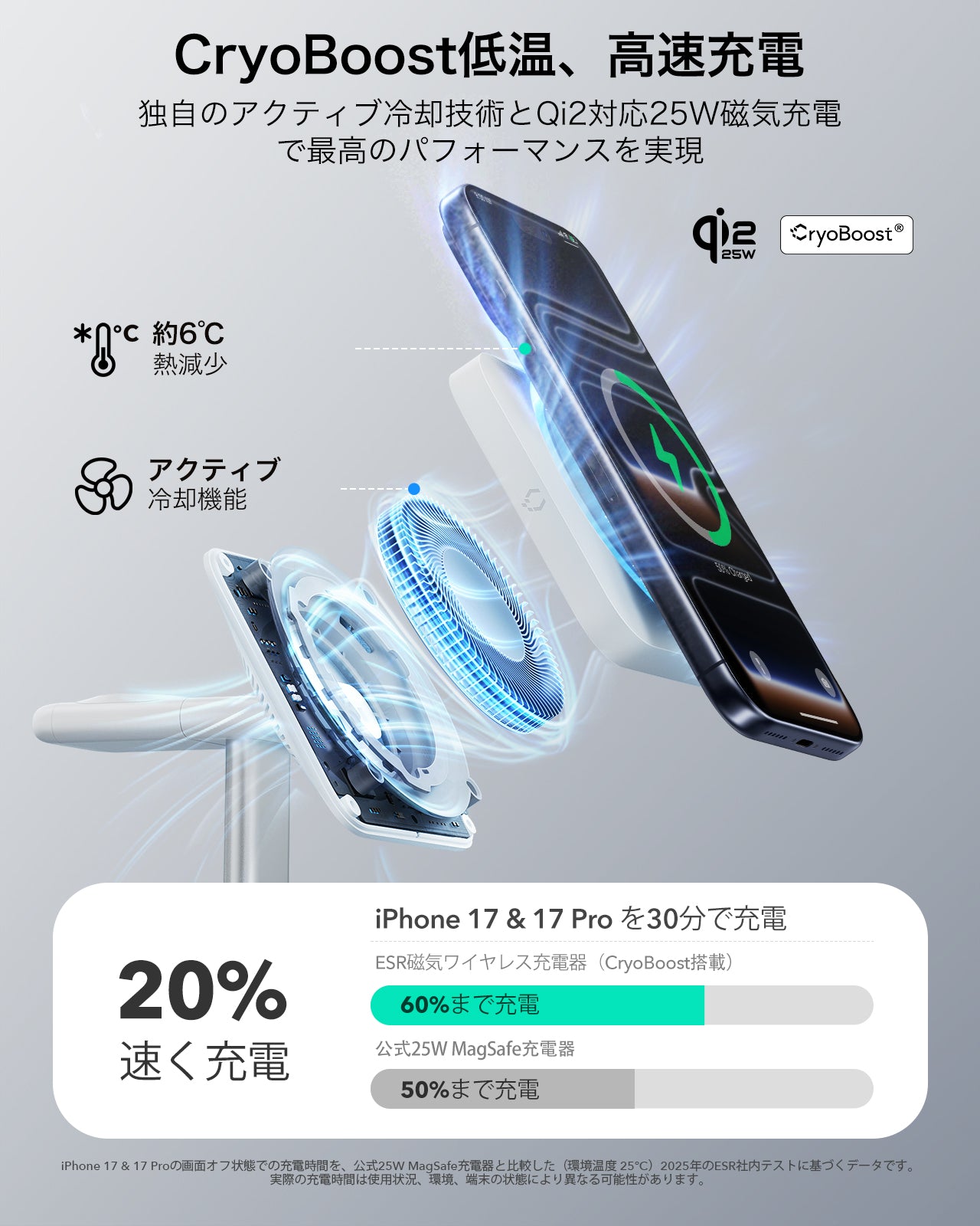 CryoBoost 3-in-1 Magnetic Charging Station (25W, Qi2.2)  - JP Plug–White  Product type