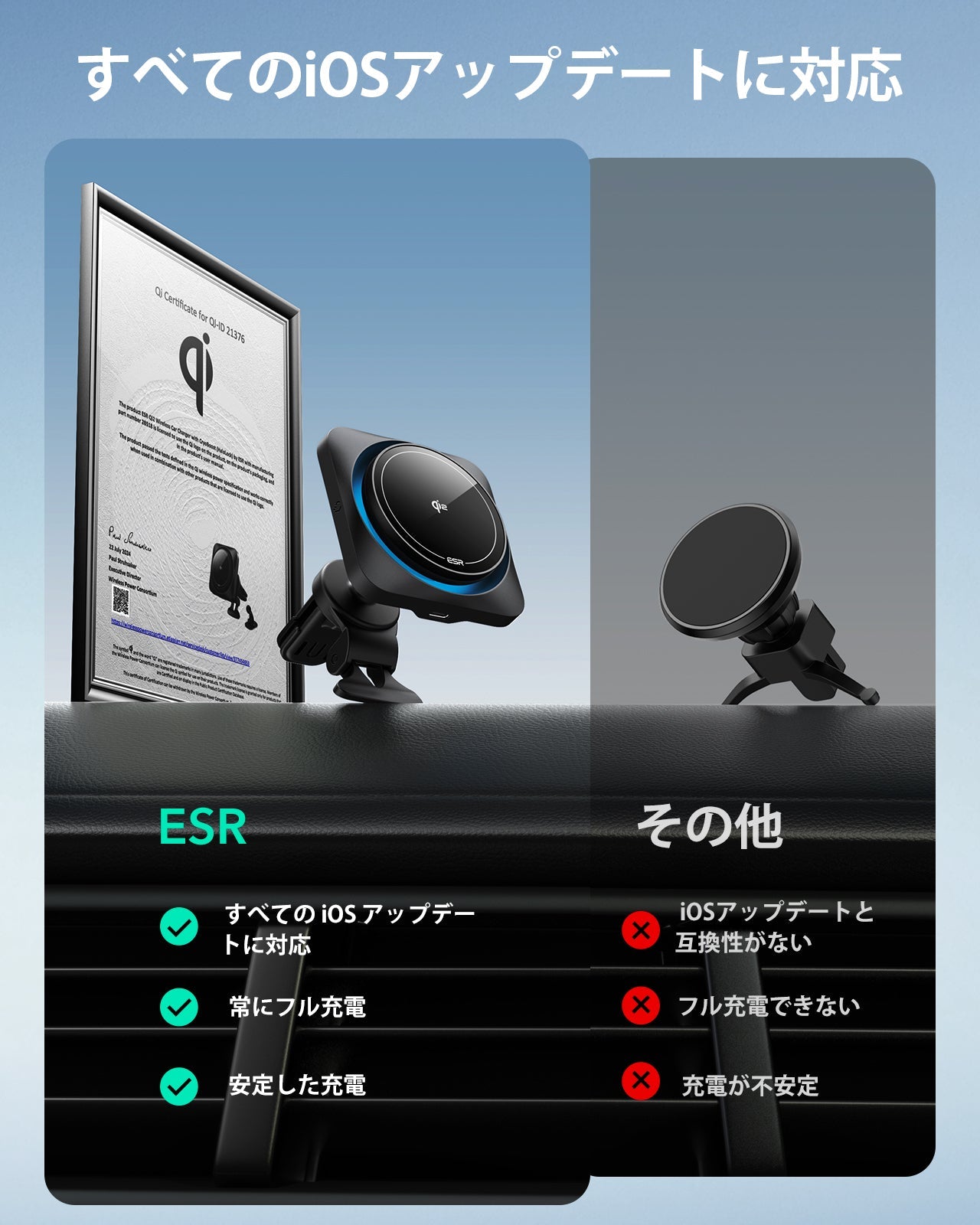 Qi2 Wireless Car Charger with CryoBoost (HaloLock) - Black  Product type