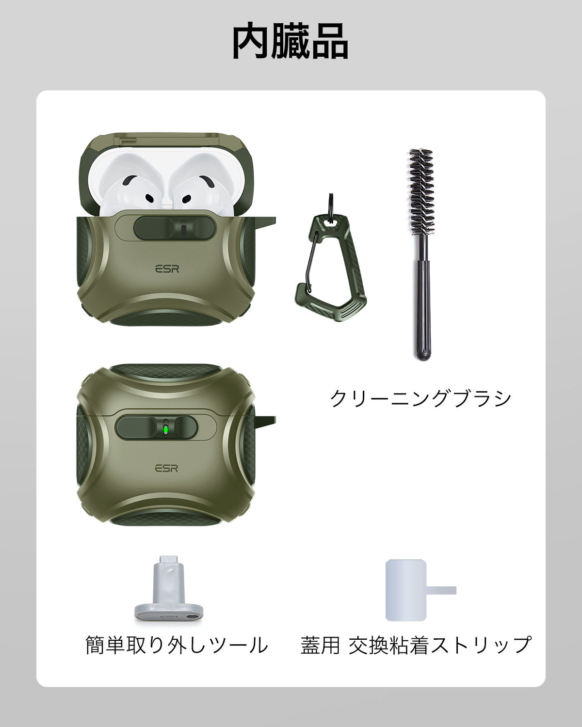 AirPods 5 Cyber FlickLock Magnetic Case - Army Green  Product type
