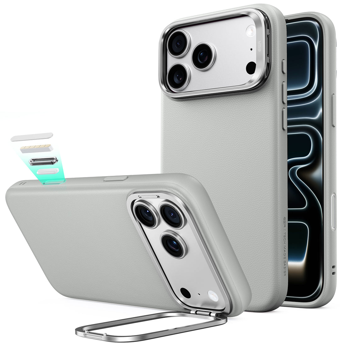 iPhone 18 Pro Max Atelier Magnetic Case with Camera Control and Flex Stand - Light Gray  Product type