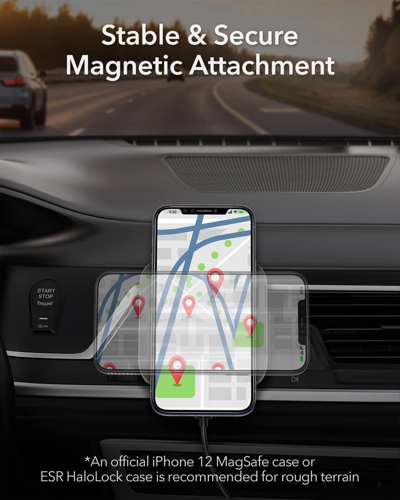 Magnetic Wireless Car Charger (HaloLock) - Black  Product type