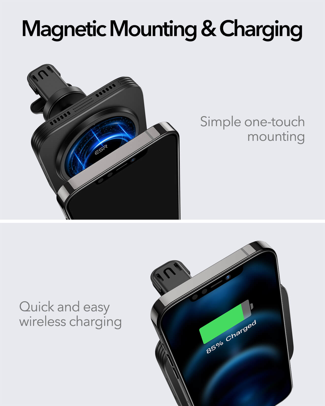 Magnetic Wireless Car Charger (HaloLock) - Black  Product type
