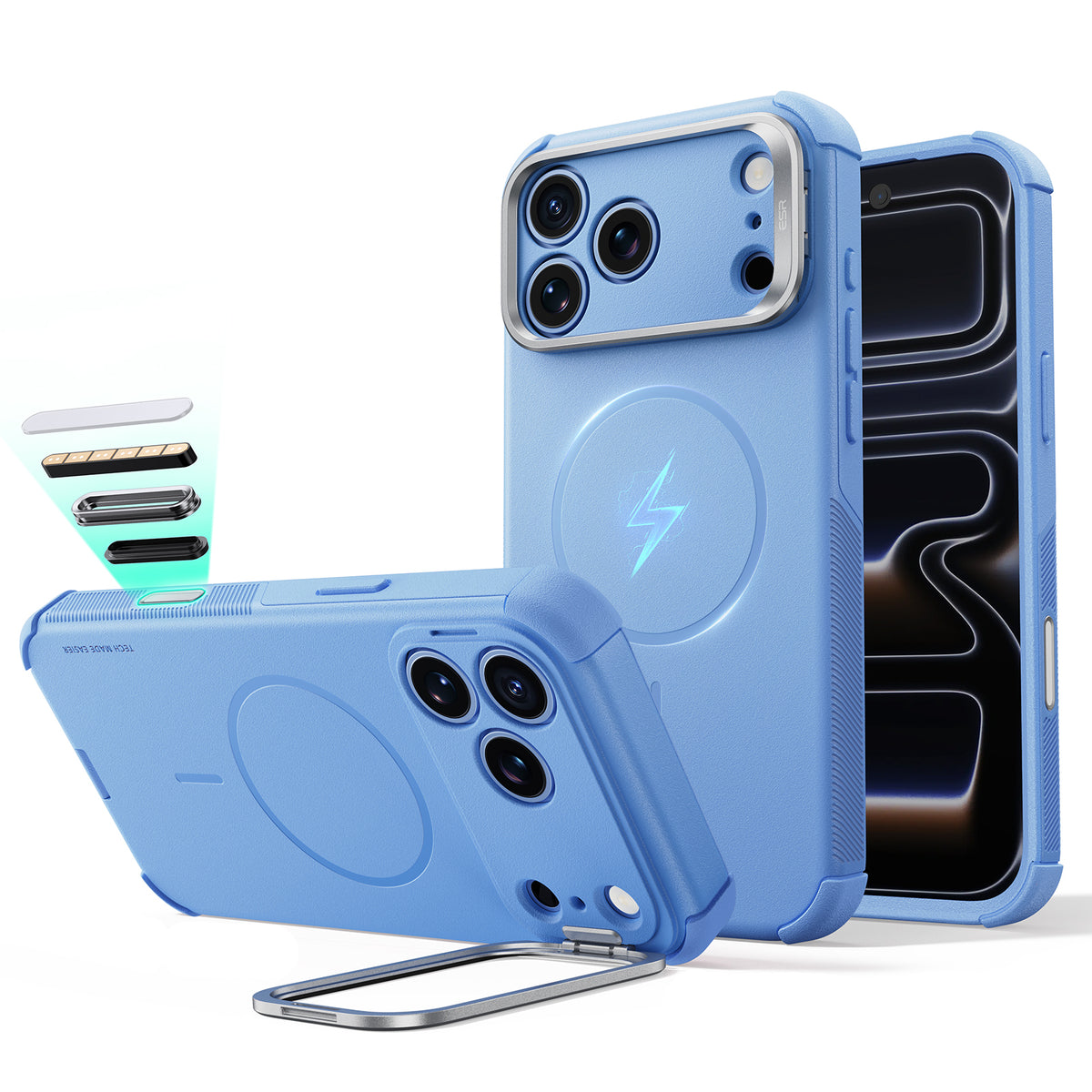 iPhone 18 Pro Cyber Tough Magnetic Case with Camera Control and Flex Stand - Misty Blue  Product type