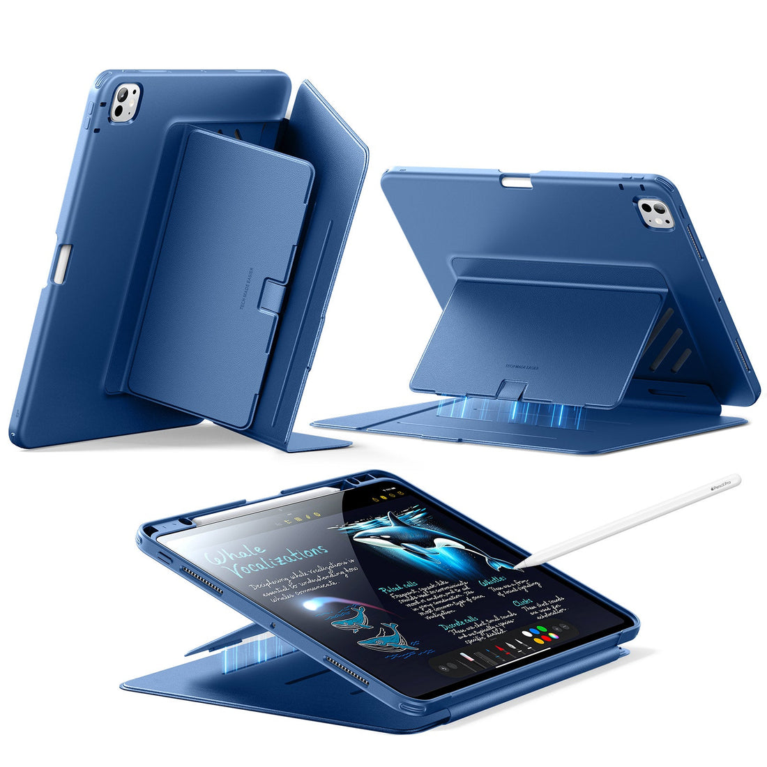 iPad Pro 13" (2024) Flip Magnetic Case with Pencil Holder - Navy Blue  Product type