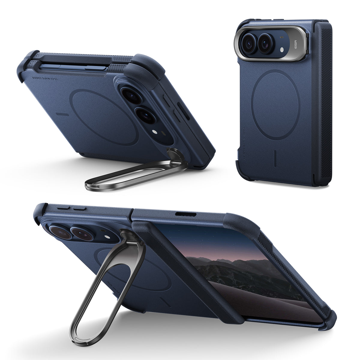 iPhone Duo用Cyber タフマグネットケース　Flexスタンド付き - ネイビーブルー  Product type