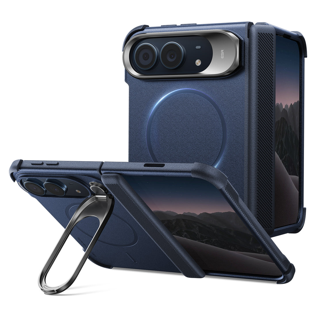 iPhone Duo用Cyber タフマグネットケース　Flexスタンド付き - ネイビーブルー  Product type