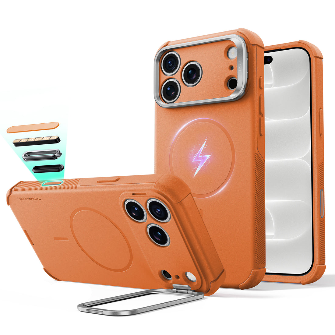 iPhone 18 Pro Max用 Cyber タフマグネットケース　カメラコントロールカバー、Flexスタンド付き - オレンジ  Product type