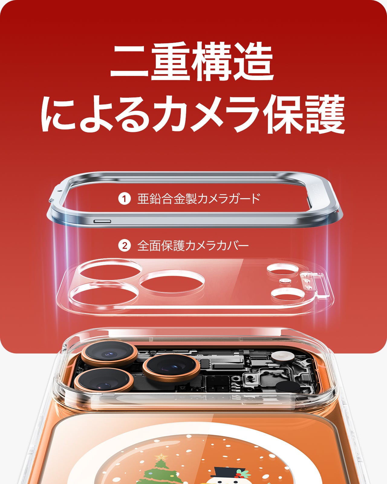 iPhone 17 Pro Classic Hybrid Magnetic Case (Camera Control, Stash Stand) - Christmas Globe  Product type