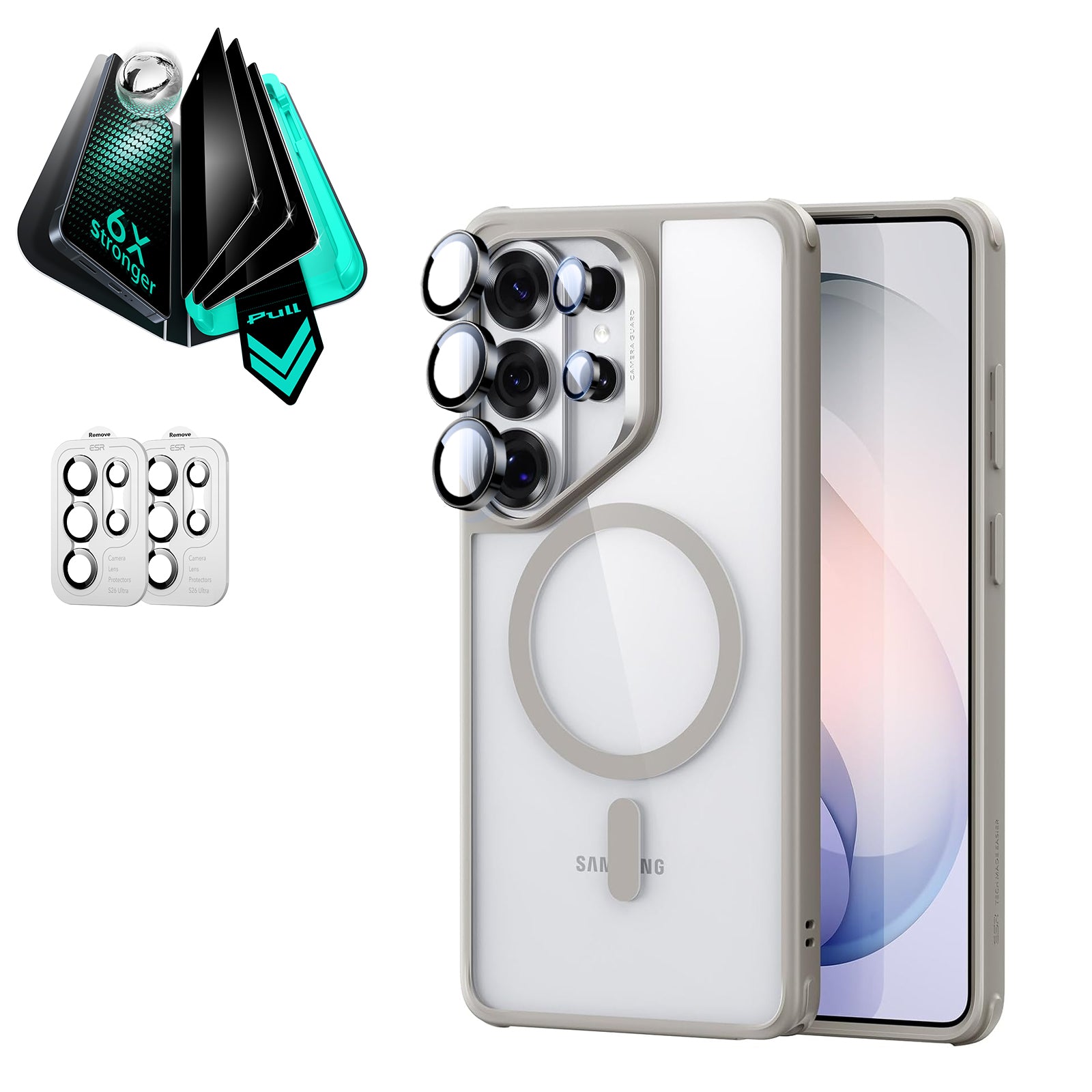 Galaxy S26 Ultra Bundle Classic Hybrid Magnetic Case and Armorite® Privacy Screen Protector - Clear Grey  Product type