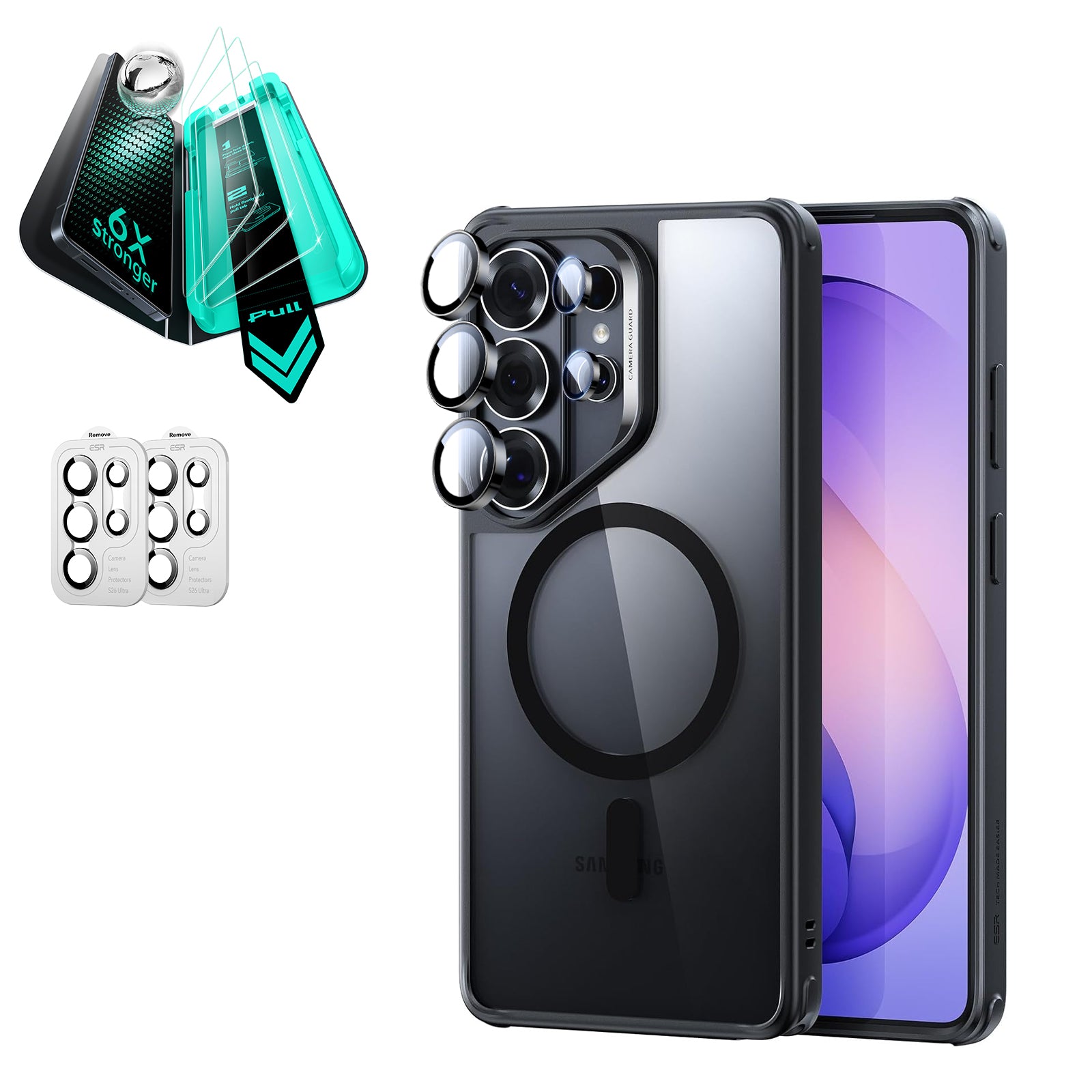 Galaxy S26 Ultra Bundle Classic Hybrid Magnetic Case and Armorite® Screen Protector - Clear Black  Product type