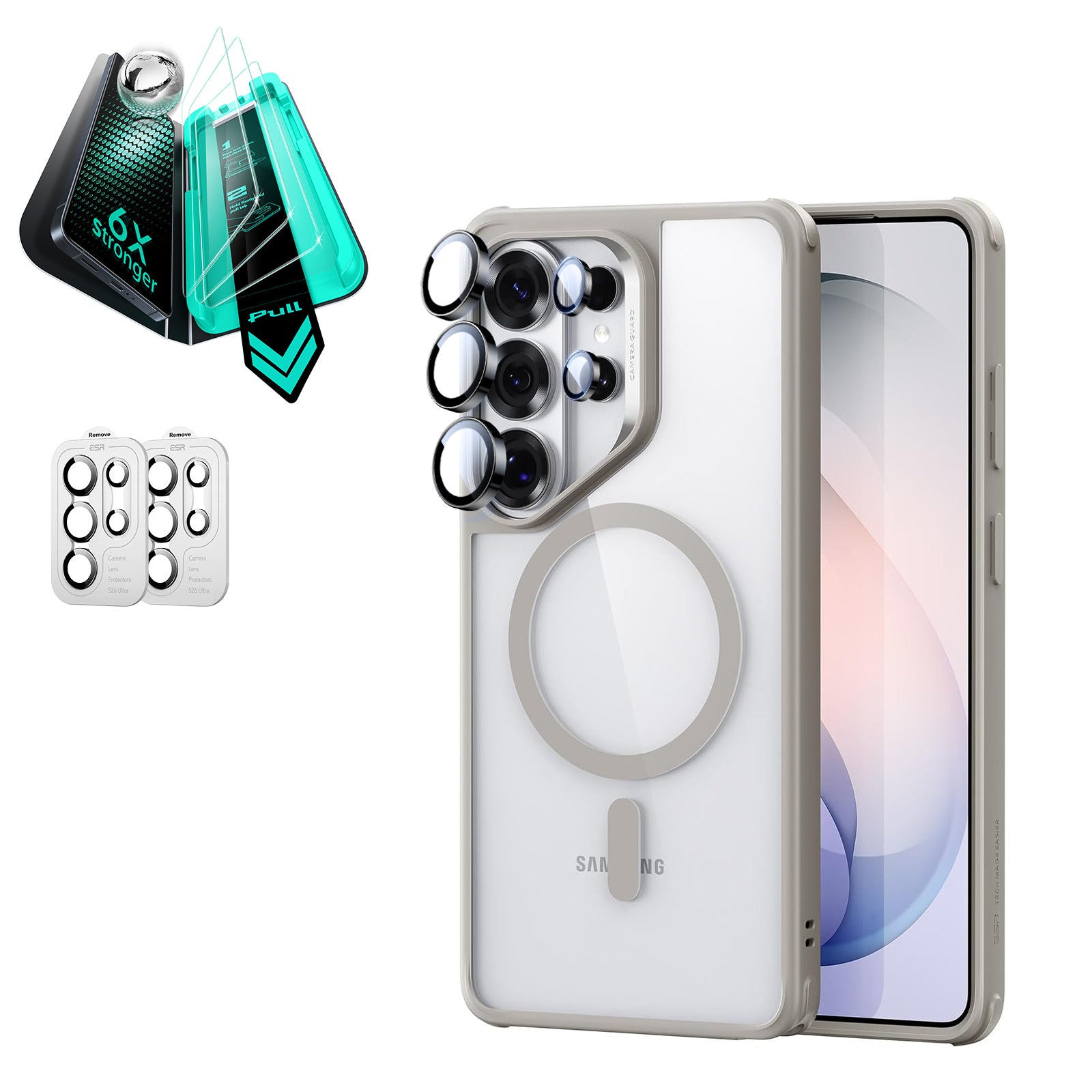 Galaxy S26 Ultra Bundle Classic Hybrid Magnetic Case and Armorite® Screen Protector - Clear Grey  Product type