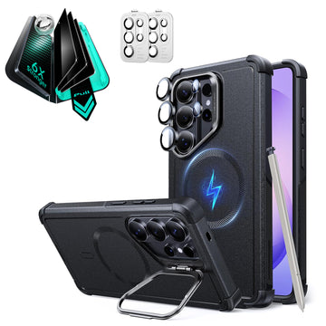 Galaxy S26 Ultra Bundle Cyber Tough Magnetic Case (Stash Stand) and Armorite® Privacy Screen Protector - Black  Product type