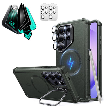 Galaxy S26 Ultra Bundle Cyber Tough Magnetic Case (Stash Stand) and Armorite® Privacy Screen Protector - Olive Green  Product type