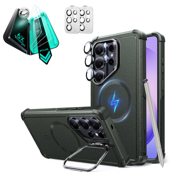 Galaxy S26 Ultra Bundle Cyber Tough Magnetic Case (Stash Stand) and Armorite® Screen Protector - Olive Green  Product type