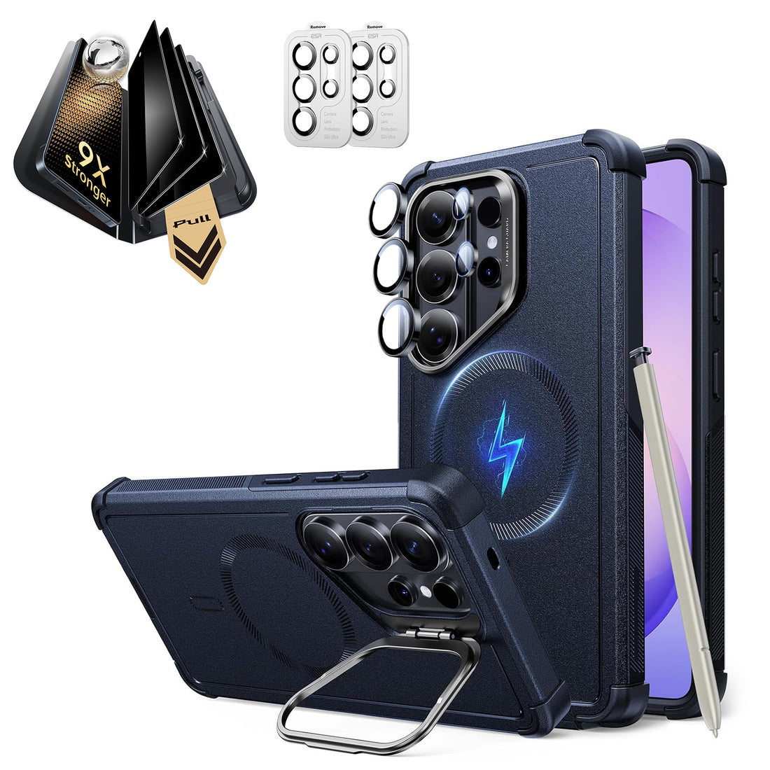 Galaxy S26 Ultra Bundle Cyber Tough Magnetic Case (Stash Stand) and Armorite® Pro Privacy Screen Protector - Navy Blue  Product type