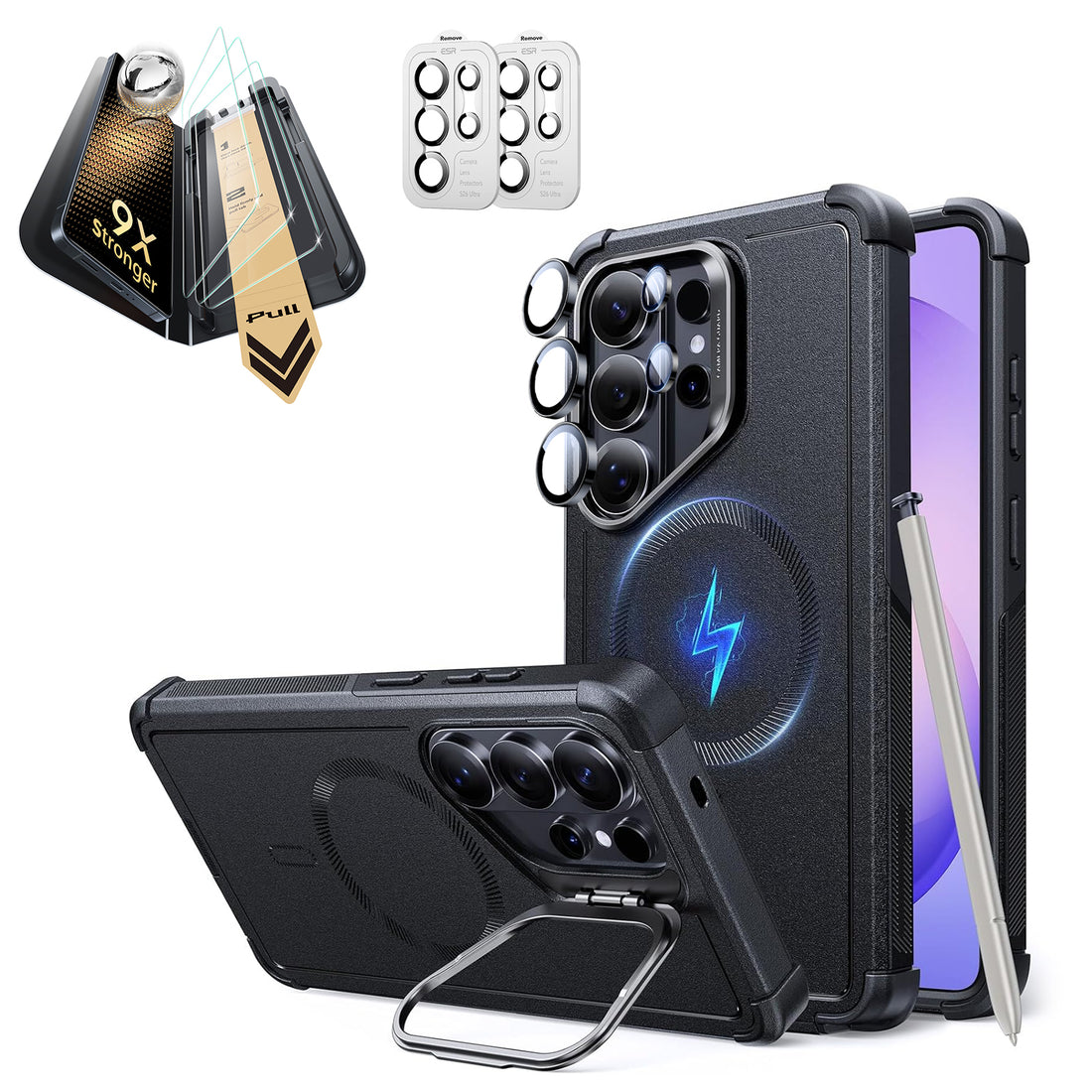 Galaxy S26 Ultra Bundle Cyber Tough Magnetic Case (Stash Stand) and Armorite® Pro Screen Protector - Black  Product type
