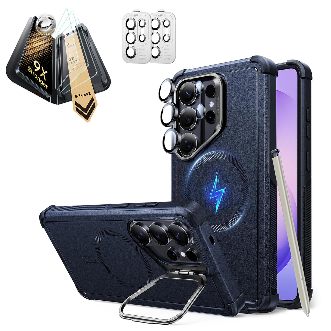 Galaxy S26 Ultra Bundle Cyber Tough Magnetic Case (Stash Stand) and Armorite® Pro Screen Protector - Navy Blue  Product type