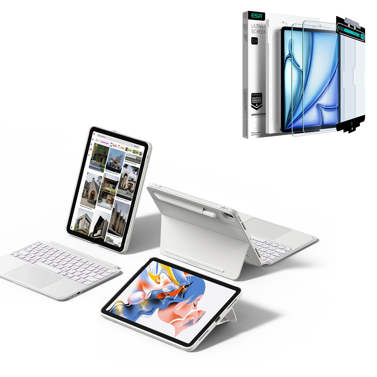 iPad 10.9インチ(第10世代) 2022用 Shiftキーボードケース（ホワイト）＆Armoriteスクリーン保護フィルム- JP配列 - ホワイト  Product type