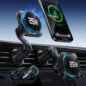 OmniLock Magnetic Car Charger (25W, CryoBoost, Air Vent) - Black  Product type