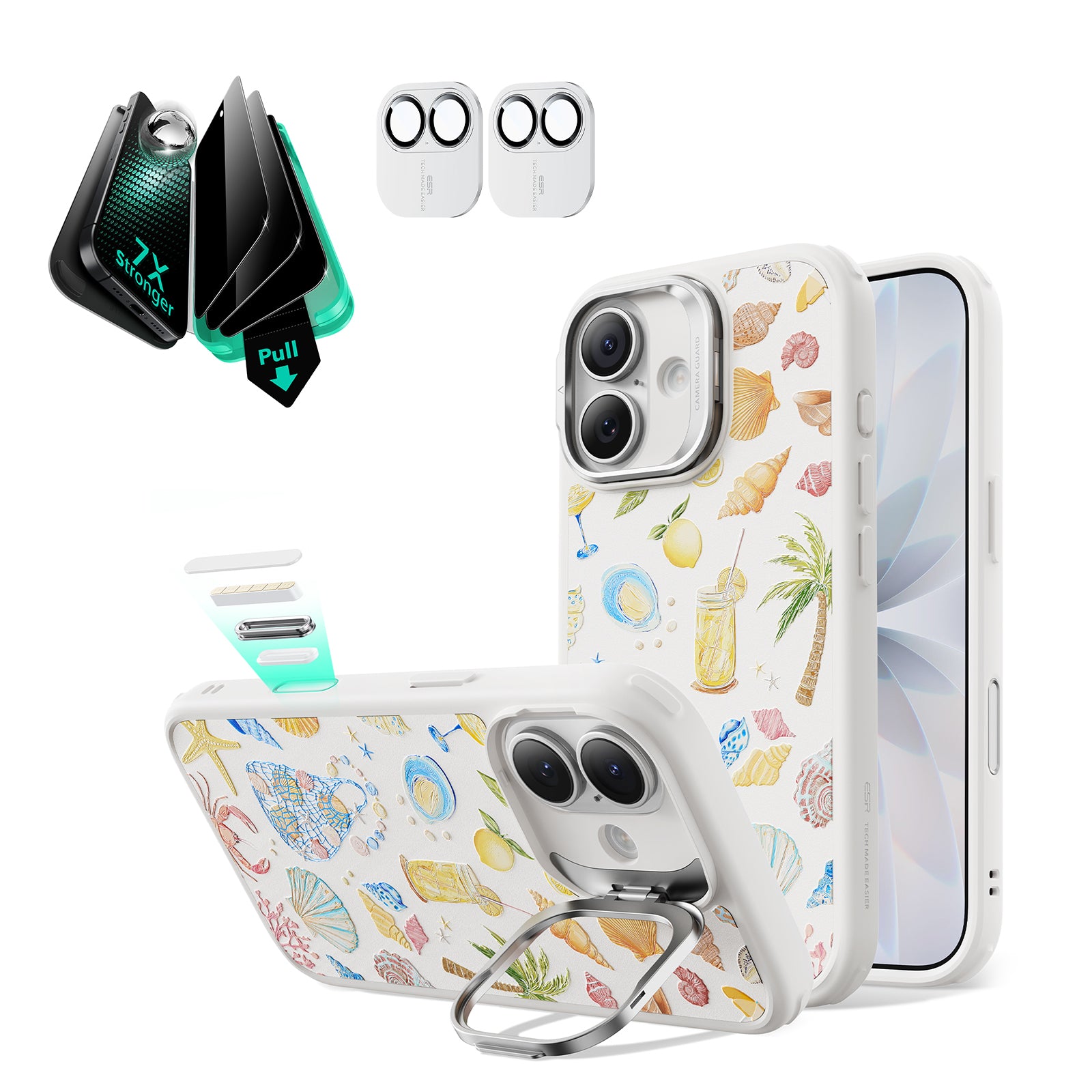 iPhone 17 Bundle Classic Hybrid Magnetic Case (Camera Control, Stash Stand) and Armorite Privacy Screen Protector - Coastal Summer  Product type