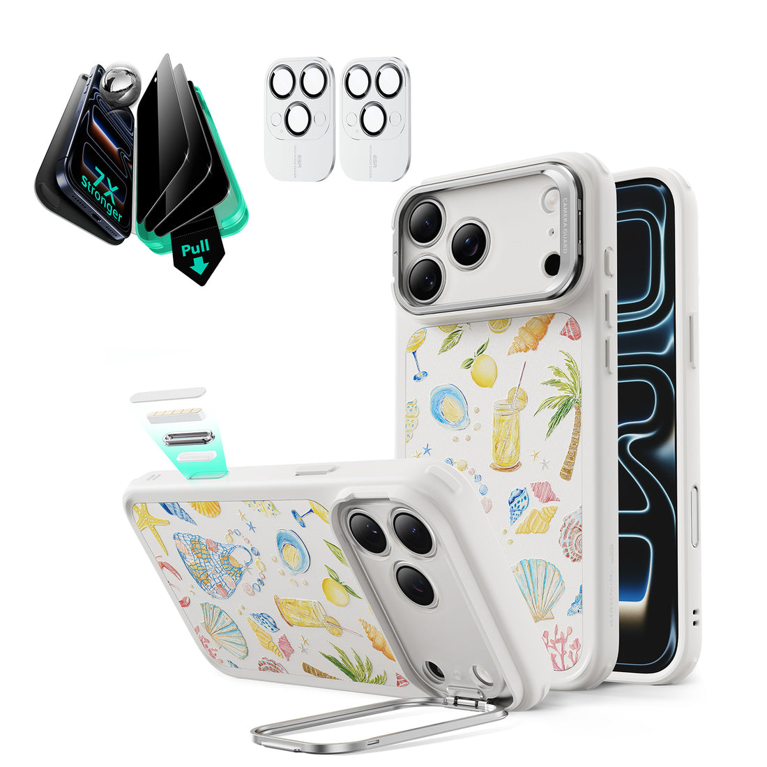 iPhone 17 Pro Bundle Classic Hybrid Magnetic Case (Camera Control, Stash Stand) and Armorite Privacy Screen Protector - Coastal Summer  Product type