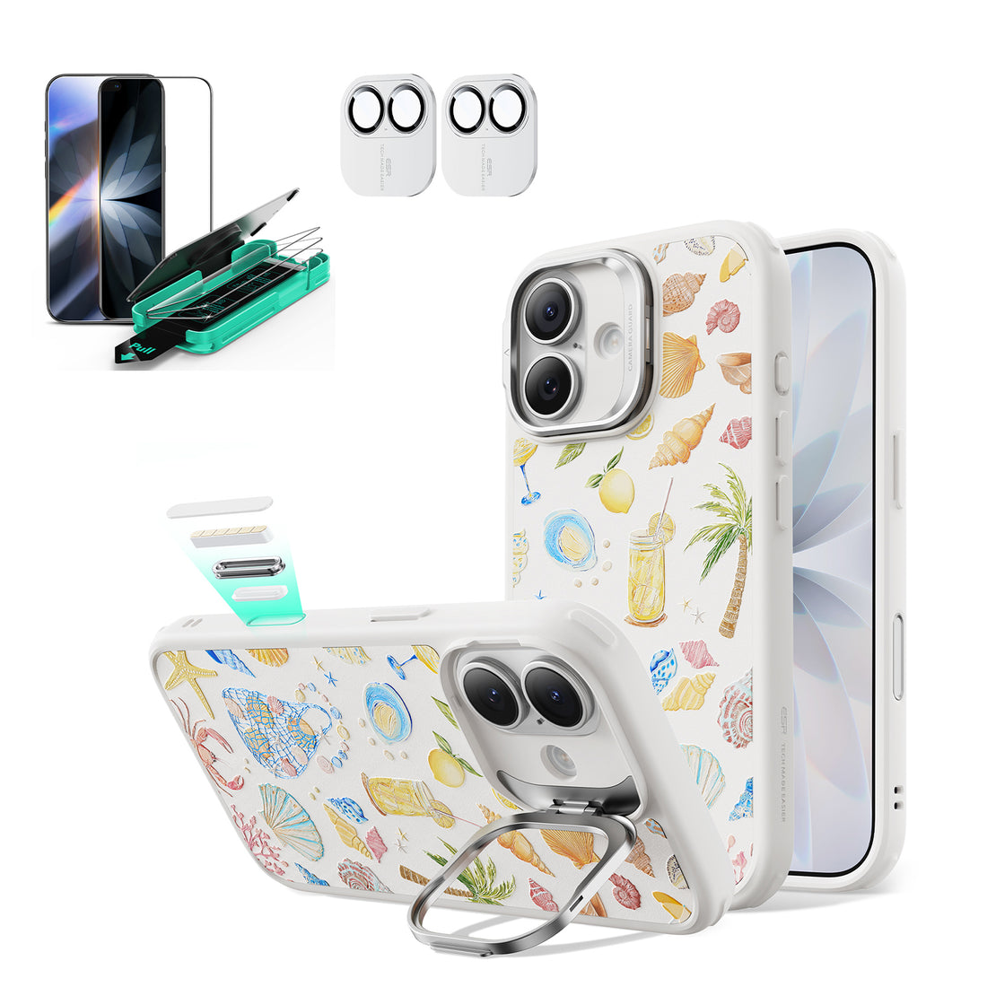 iPhone 17 Bundle Classic Hybrid Magnetic Case (Camera Control, Stash Stand) and Armorite Screen Protector - Coastal Summer  Product type