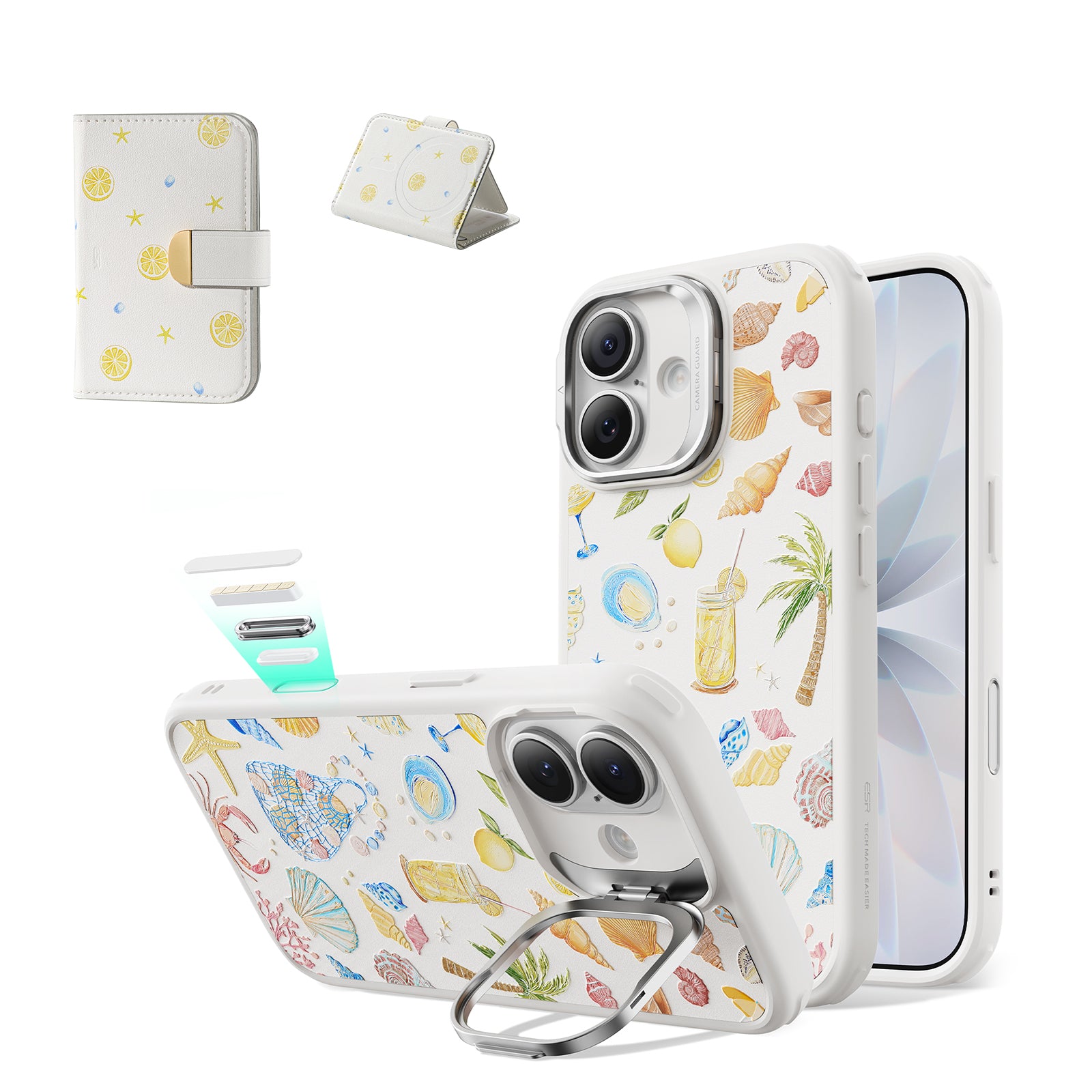 iPhone 17 Classic Hybrid Magnetic Case (Camera Control, Stash Stand) & Aura Clutch Magnetic Wallet - Coastal Summer  Product type