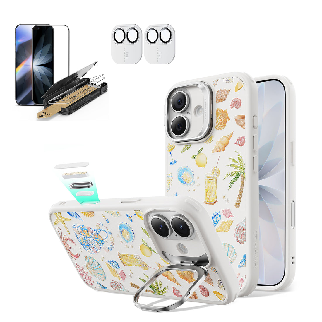 iPhone 17 Bundle Classic Hybrid Magnetic Case (Camera Control, Stash Stand) and Armorite Pro Screen Protector - Coastal Summer  Product type