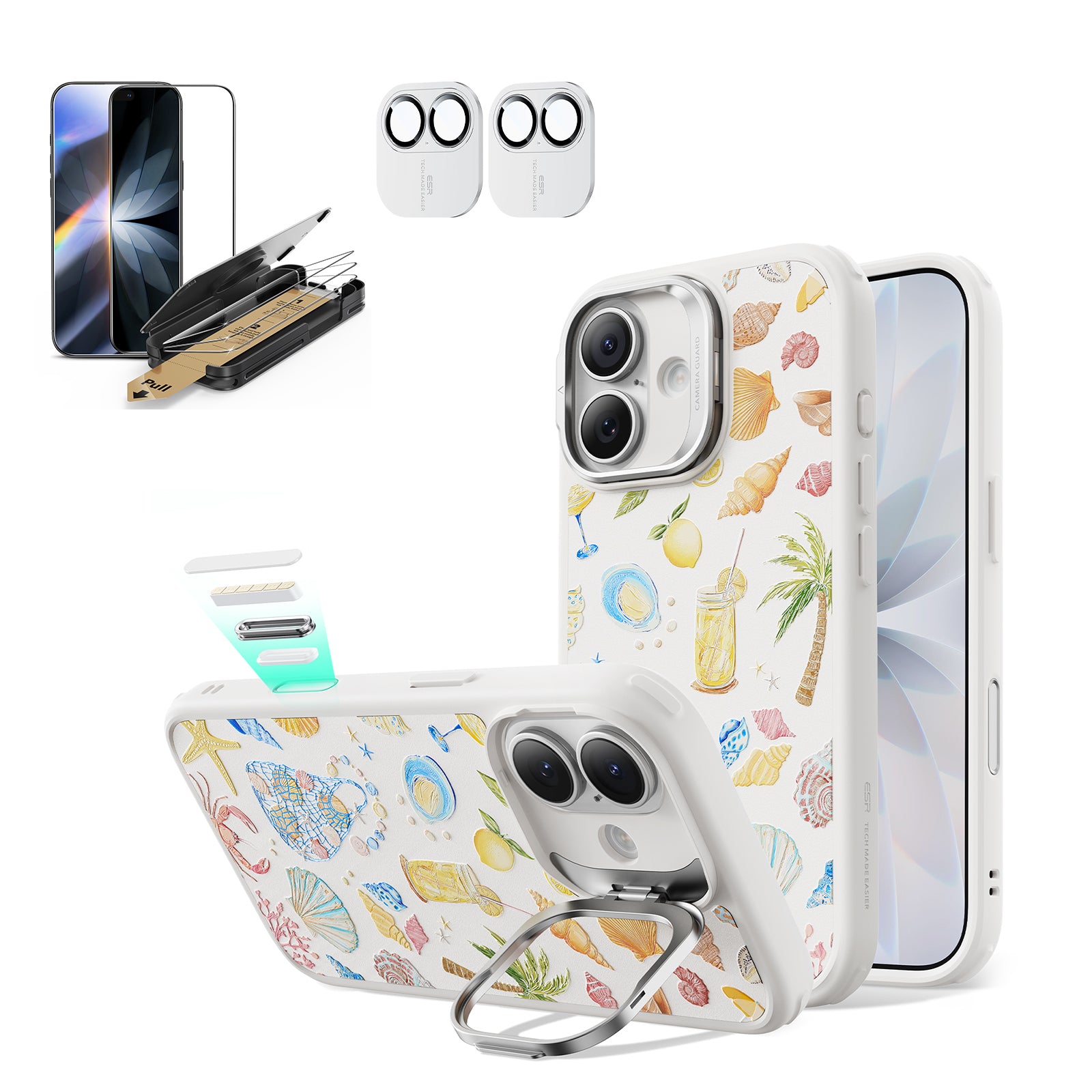 iPhone 17 Bundle Classic Hybrid Magnetic Case (Camera Control, Stash Stand) and Armorite Pro Screen Protector - Coastal Summer  Product type