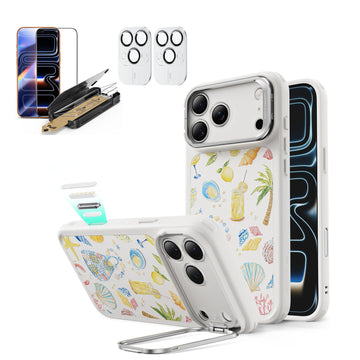 iPhone 17 Pro Max Bundle Classic Hybrid Magnetic Case (Camera Control, Stash Stand) and Armorite Pro Screen Protector - Coastal Summer  Product type