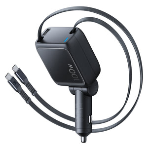 Xtend 100W 巻き取り式ケーブル車載充電器 ケーブル2本付き ブラック