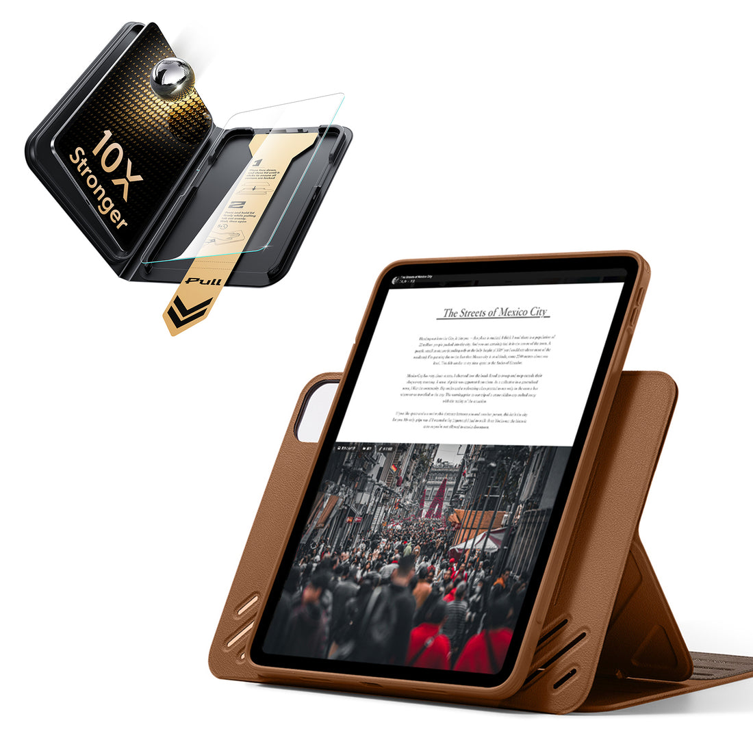iPad Pro 11インチ(M5) 2025用 Shiftマグネットケース＆Armorite® Proガラス保護フィルム（UltraFitトレイ付き）セット - ブラウン  Product type