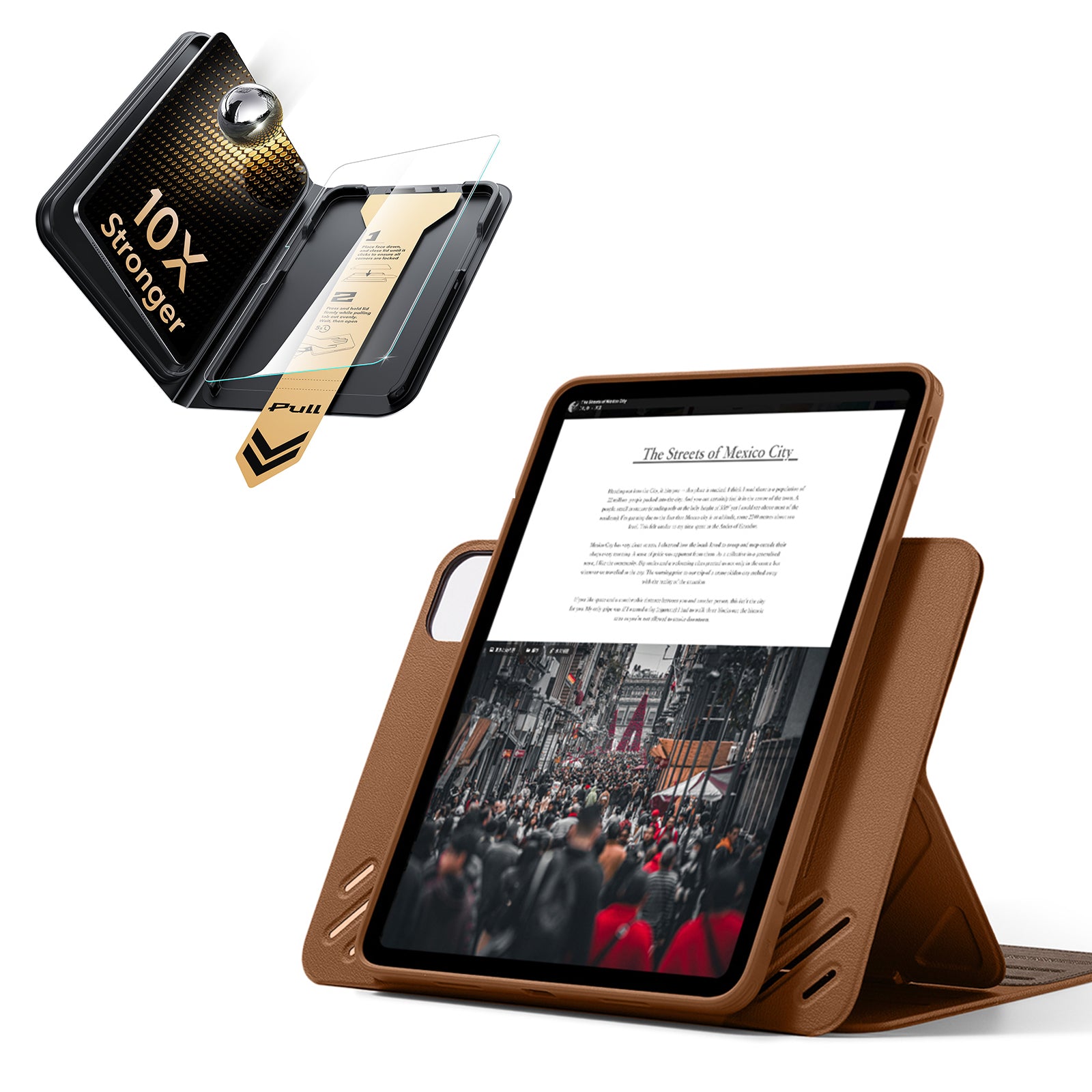 iPad Pro 11インチ(M5) 2025用 Shiftマグネットケース＆Armorite® Proガラス保護フィルム（UltraFitトレイ付き）セット - ブラウン  Product type