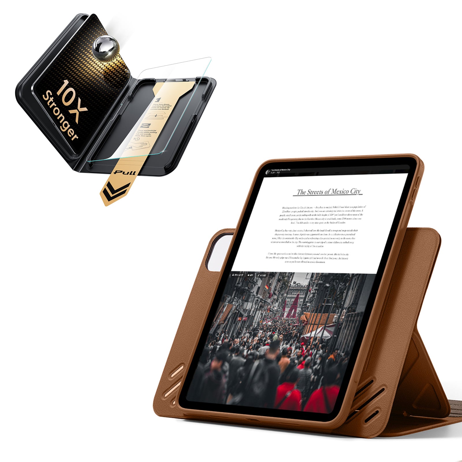 iPad Pro 13インチ(M5) 2025用 Shiftマグネットケース＆Armorite® Proガラス保護フィルム（UltraFitトレイ付き）セット - ブラウン  Product type