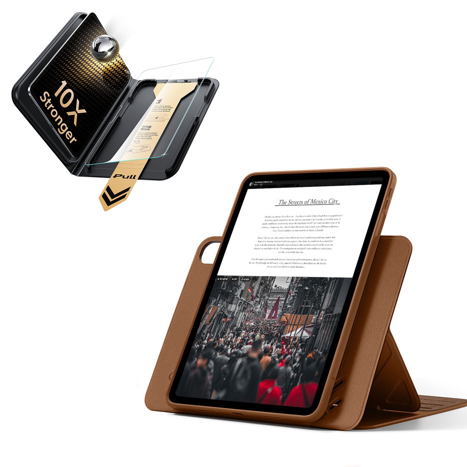 iPad Air 13インチ(M4) 2026用 Shiftマグネットケース＆Armorite® Proガラス保護フィルム（UltraFitトレイ付き）セット - ブラウン  Product type