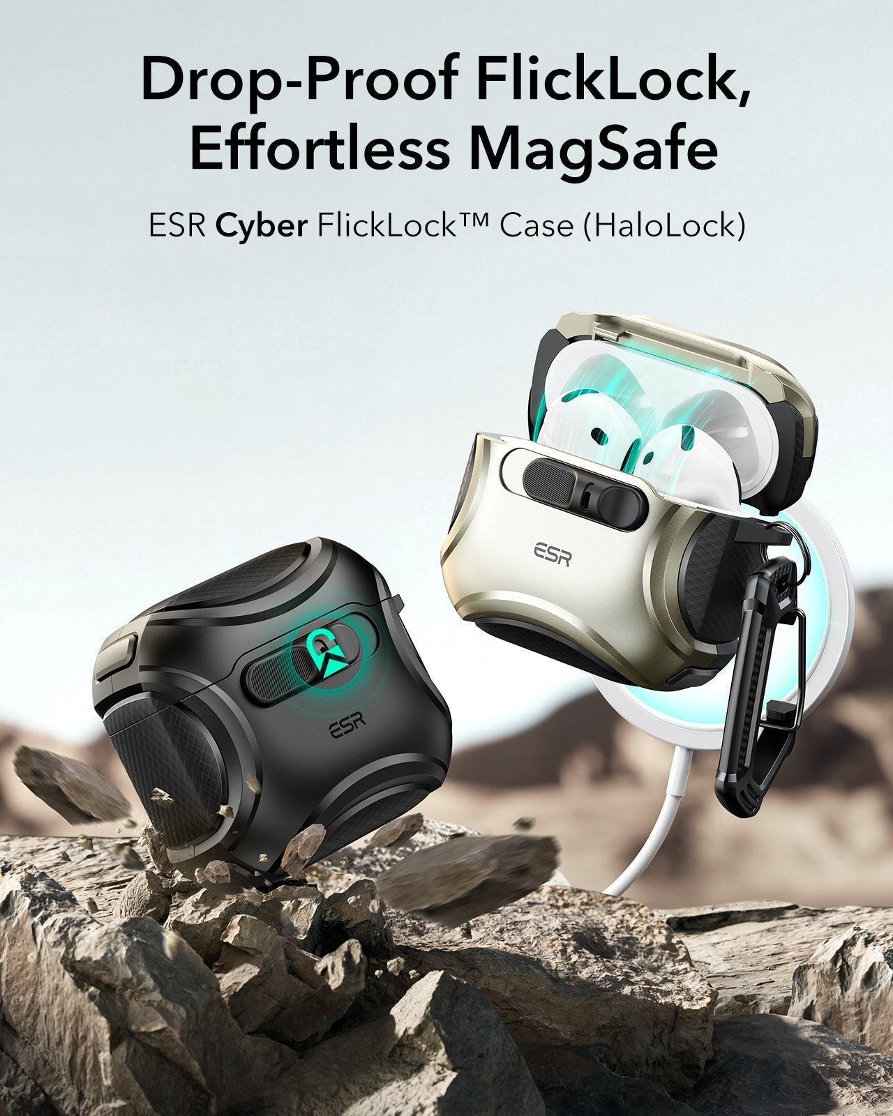 AirPods 4 Cyber FlickLock Case (HaloLock) - Titanium  Product type