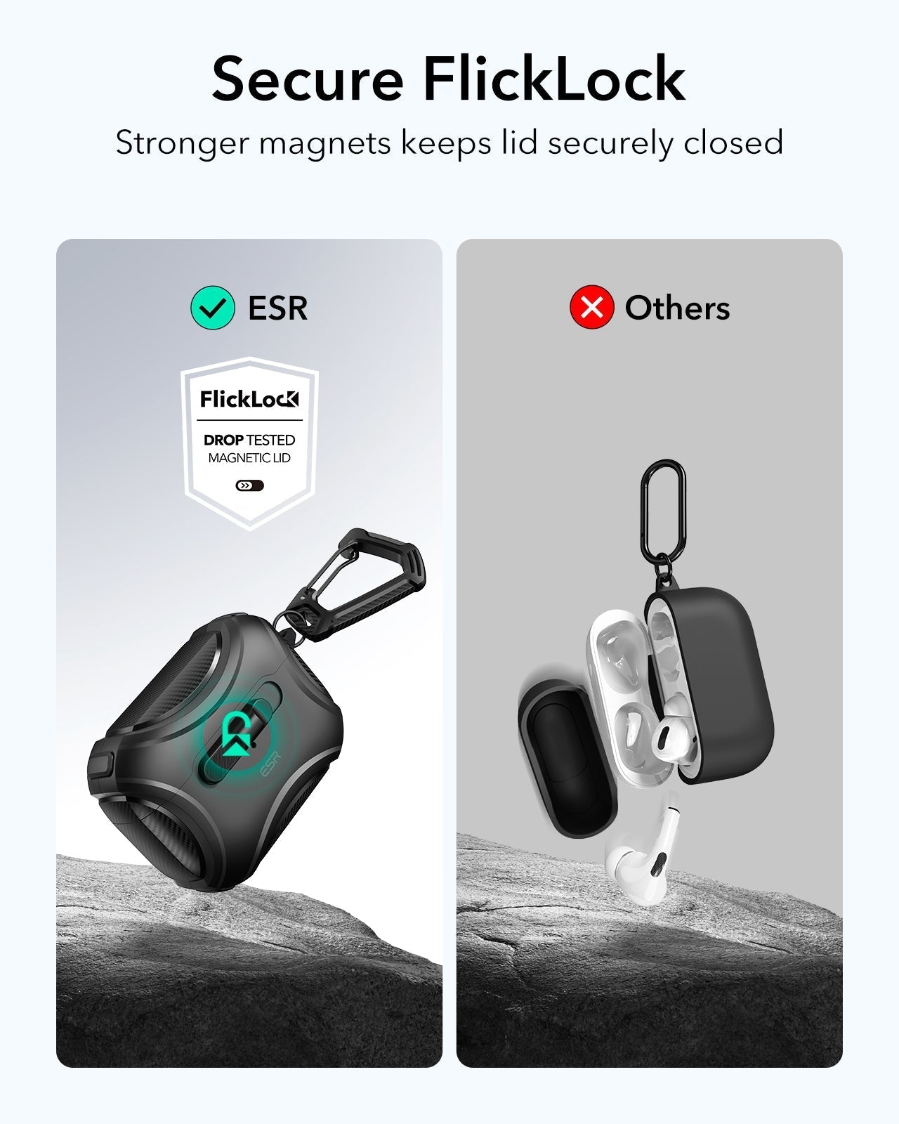 AirPods Pro (2023/2022/2019) Cyber FlickLock Case (HaloLock) - Midnight Black  Product type