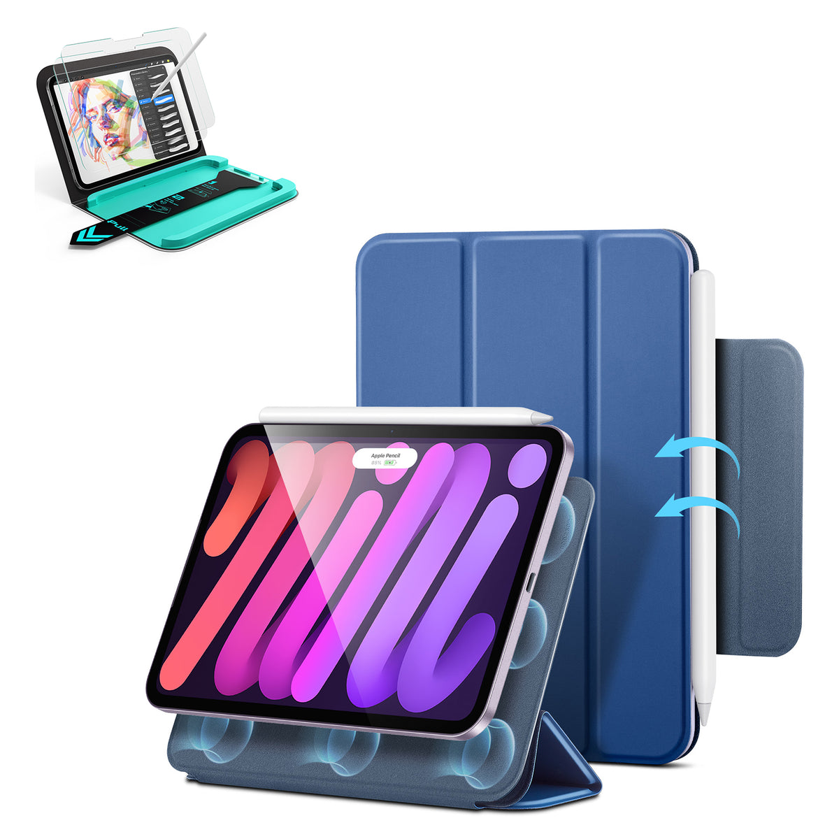 iPad mini (A19 Pro)用 Rebound マグネット 書き込み向け保護セット - ネイビーブルー  Product type
