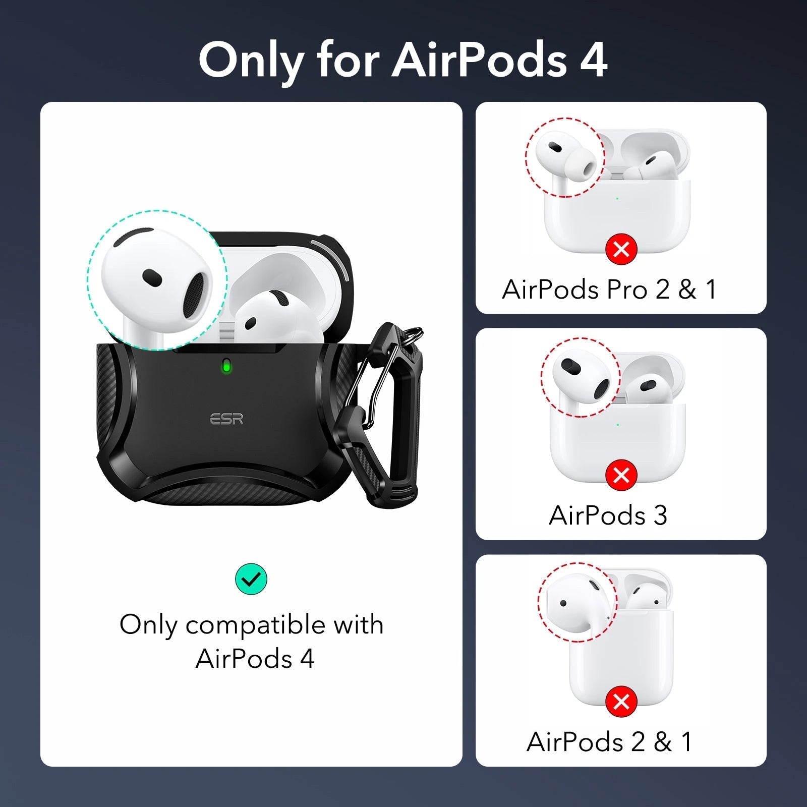 AirPods 4 Cyber Tough Case (HaloLock) - Black  Product type