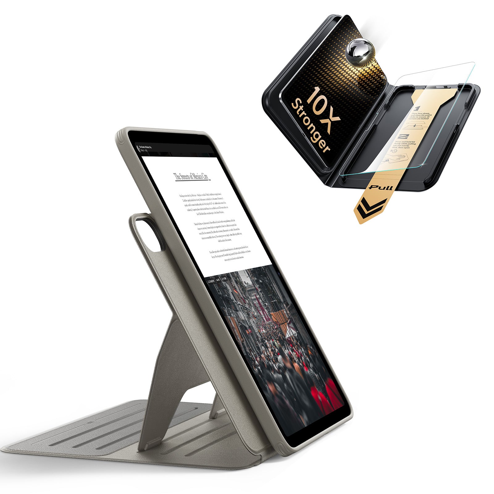 iPad 11インチ(A16) 2025用 Shiftマグネットケース＆Armorite® Proガラス保護フィルム（UltraFitトレイ付き）セット - チタニウム  Product type