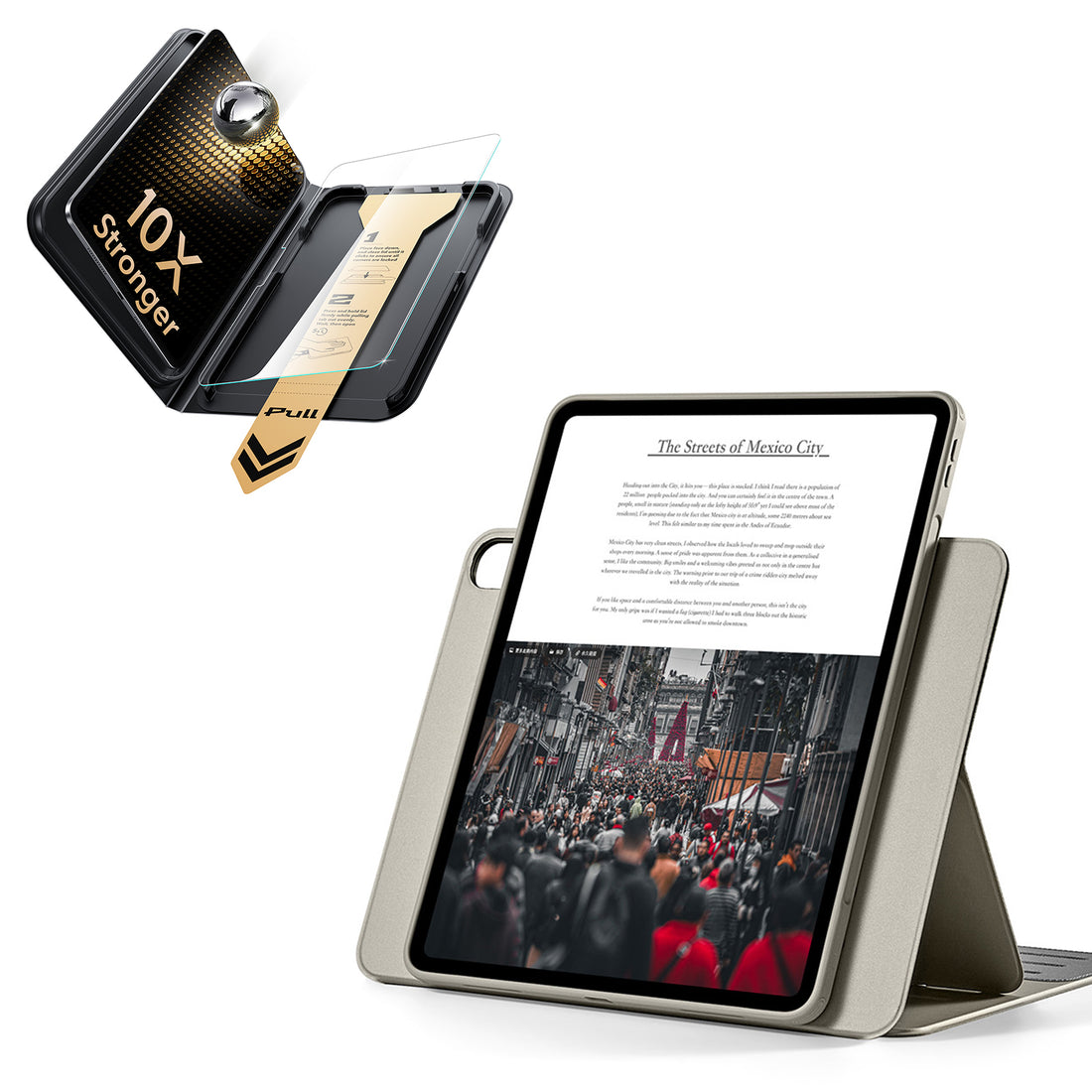 iPad Air 13インチ(M4) 2026用 Shiftマグネットケース＆Armorite® Proガラス保護フィルム（UltraFitトレイ付き）セット - チタニウム  Product type