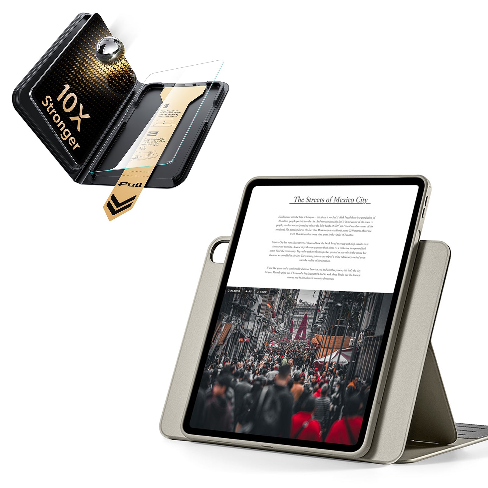 iPad Air 13インチ(M4) 2026用 Shiftマグネットケース＆Armorite® Proガラス保護フィルム（UltraFitトレイ付き）セット - チタニウム  Product type