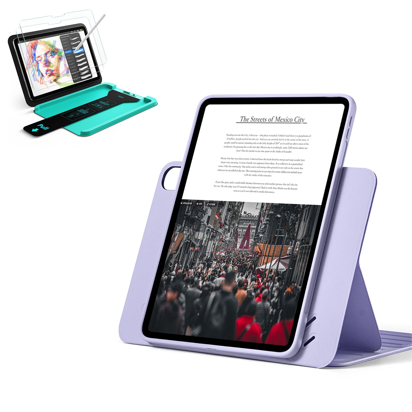 iPad Air 11" (M4) 2026 Bundle Shift Magnetic Case & Armorite® Paper-Feel Protection - Light Purple  Product type