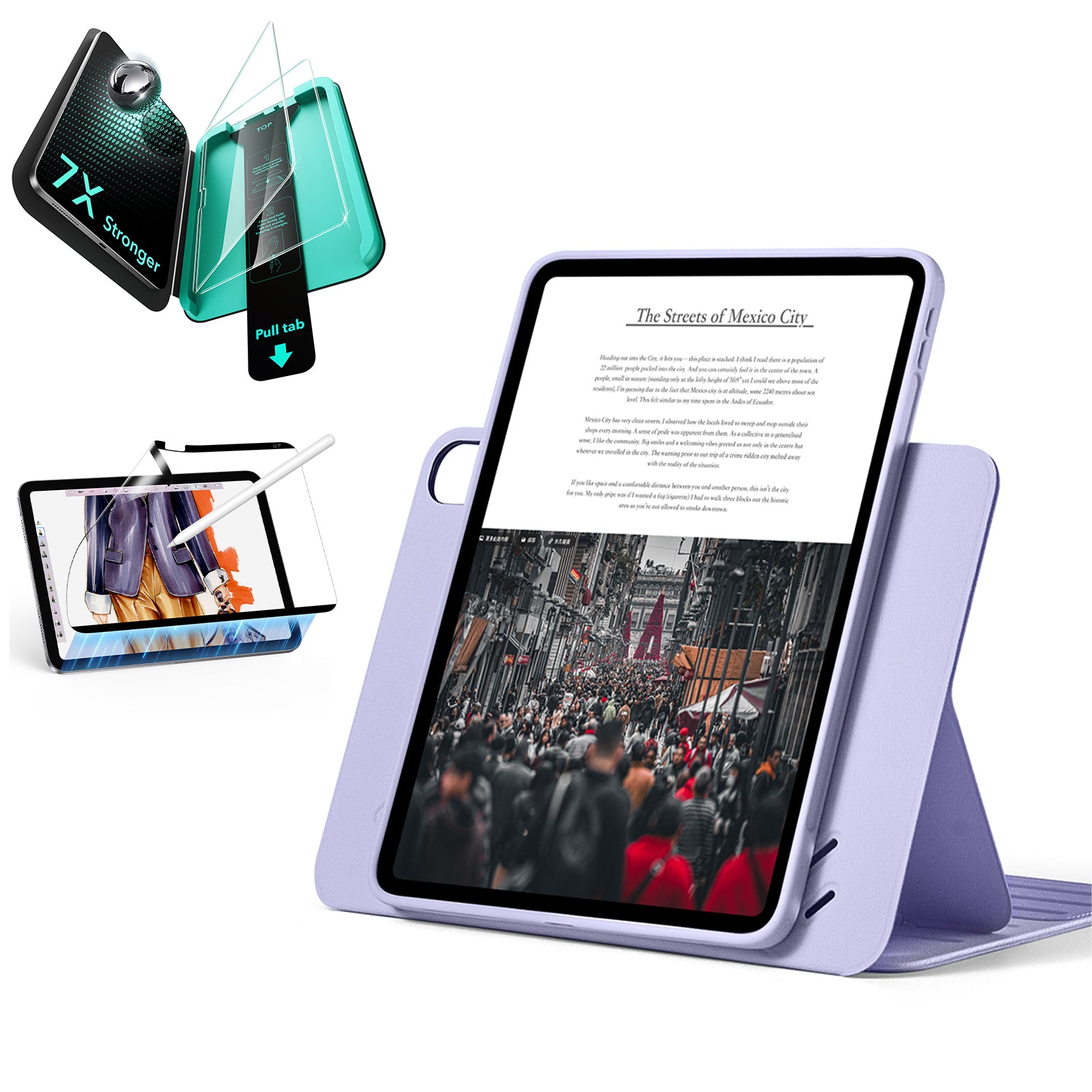 iPad Air 11" (M4) 2026 Bundle Shift Magnetic Case & Armorite® Paper-Feel Protection - Light Purple  Product type