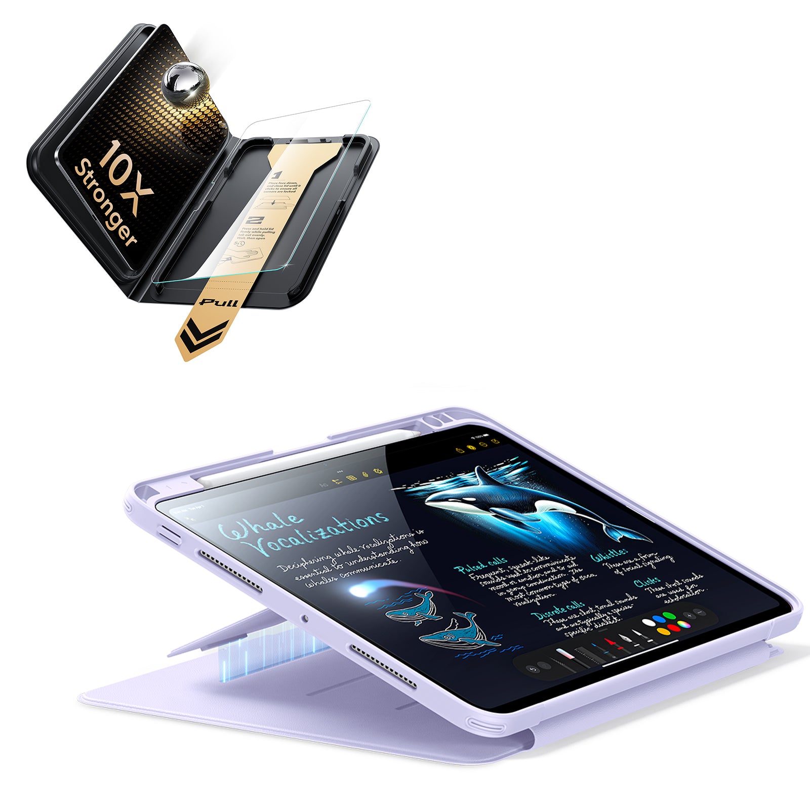 iPad Pro 13インチ(M5) 2025用 Flipマグネットケース（ペンホルダー付き）＆Armorite® Proガラス保護フィルム（UltraFitトレー付き）セット - ブラック  Product type