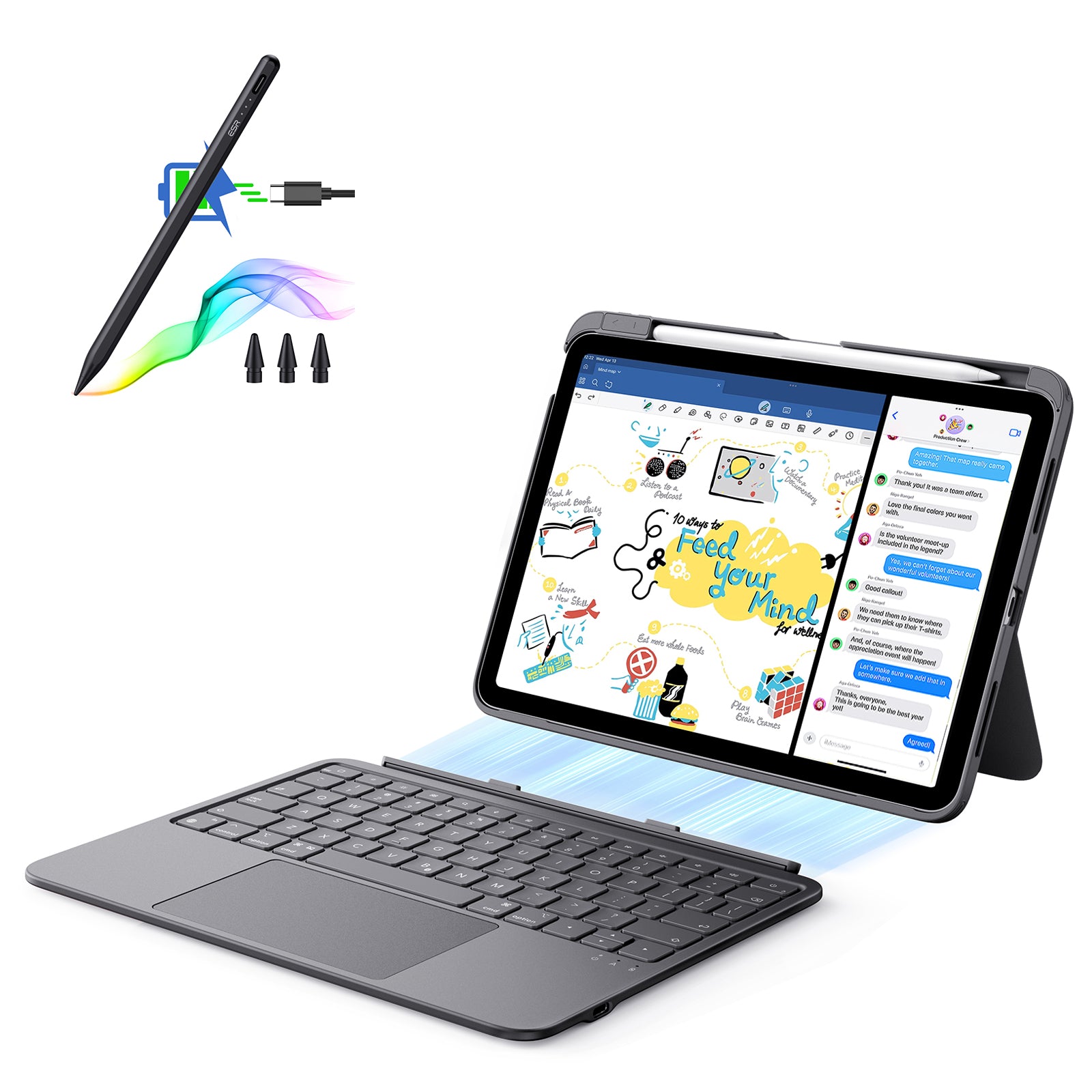 iPad Air 11インチ (M4) 2026用 Flexキーボードケース(脱着可能)＆デジタルペンシル - JPレイアウト(ダークグレー)＆ペンシル(ダークシルバー)  Product type