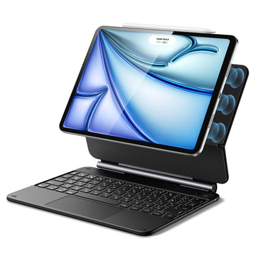 iPad Air 11インチ (M4, 2026) ESR Rebound マグネットキーボードケース - ブラック