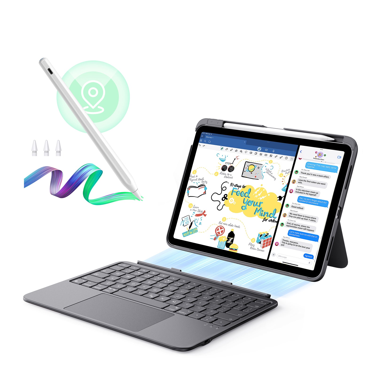 iPad第10世代 2022用アクセサリーセット：Flexキーボードケース(脱着可能)＆ペンシル - JPレイアウト₋ブラック  Product type