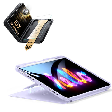 iPad Air 11インチ(M4) 2026用 Flipマグネットケース（ペンホルダー付き）＆Armorite® Proガラス保護フィルム（UltraFitトレー付き）セット - パープル